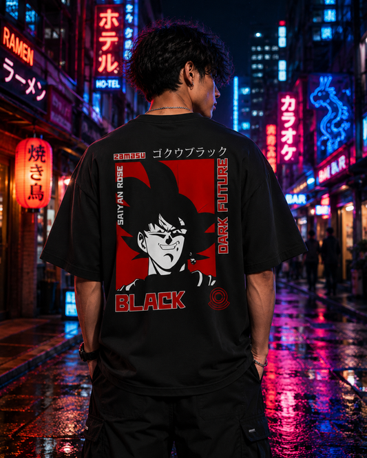 Dark Future Goku Anime Oversized T-Shirt – Black Edition