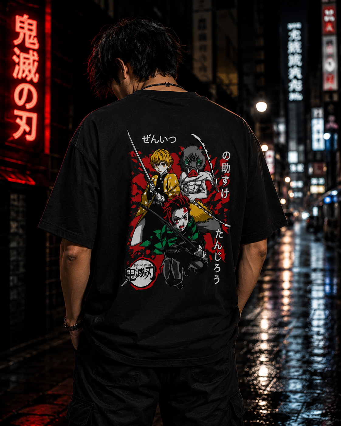 Demon Slayer Tanjiro, Zenitsu & Nezuko | 240 GSM Oversized T-Shirt