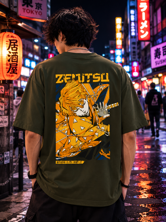 Zenitsu Agatsuma Anime Oversized T-Shirt | Demon Slayer Graphic Tee