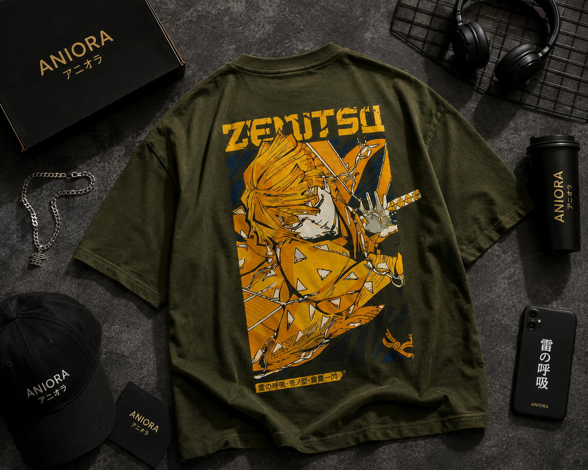 Zenitsu Agatsuma Anime Oversized T-Shirt | Demon Slayer Graphic Tee
