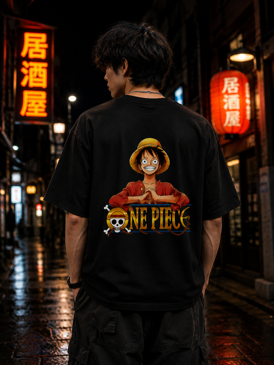 Luffy One Piece Oversized T-Shirt – Anime Pirate Graphic Tee