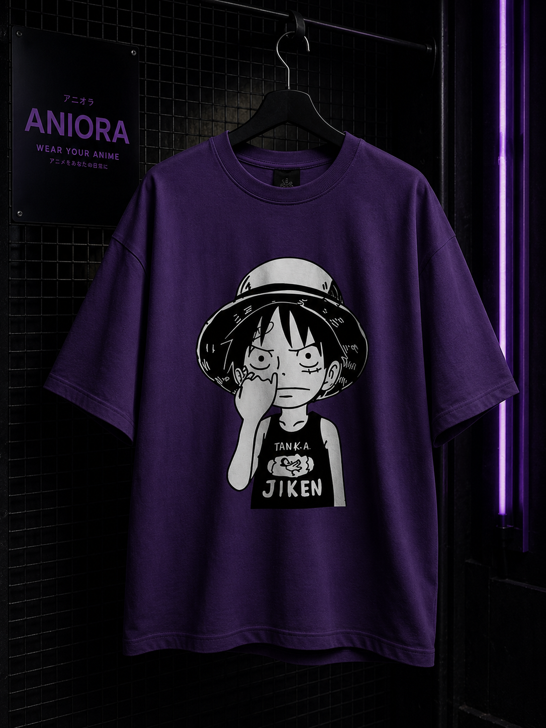 Luffy One Piece Purple Oversized T-Shirt – Manga Anime Graphic Tee
