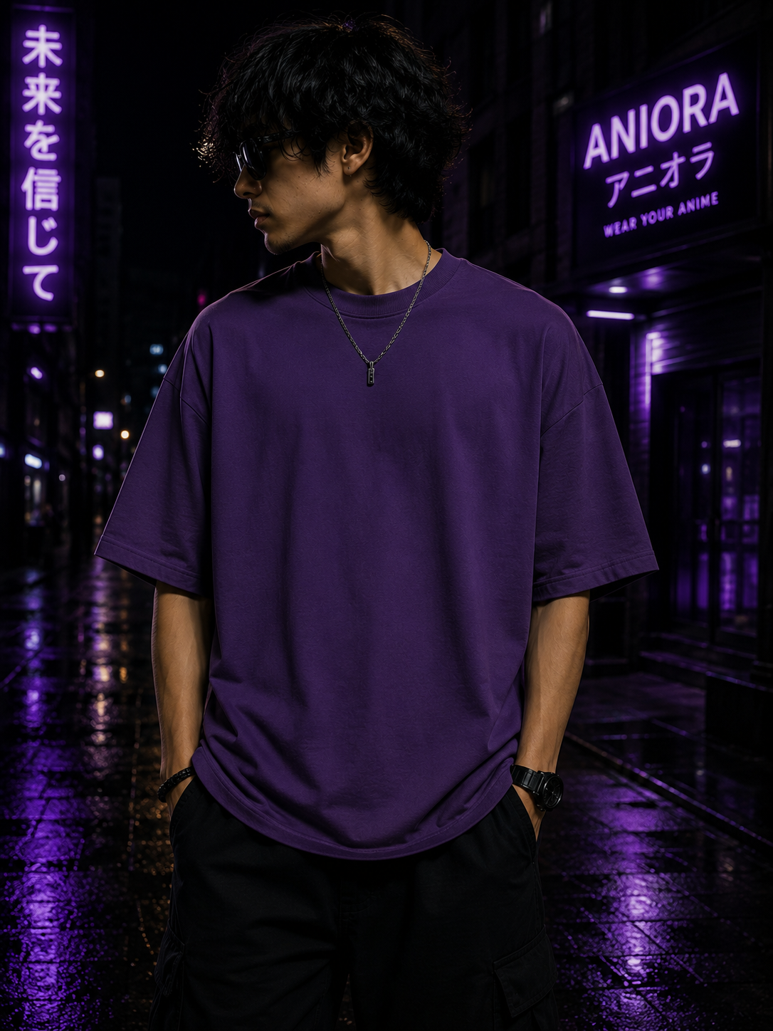 Luffy One Piece Purple Oversized T-Shirt – Manga Anime Graphic Tee