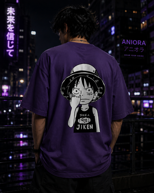 Luffy One Piece Purple Oversized T-Shirt – Manga Anime Graphic Tee
