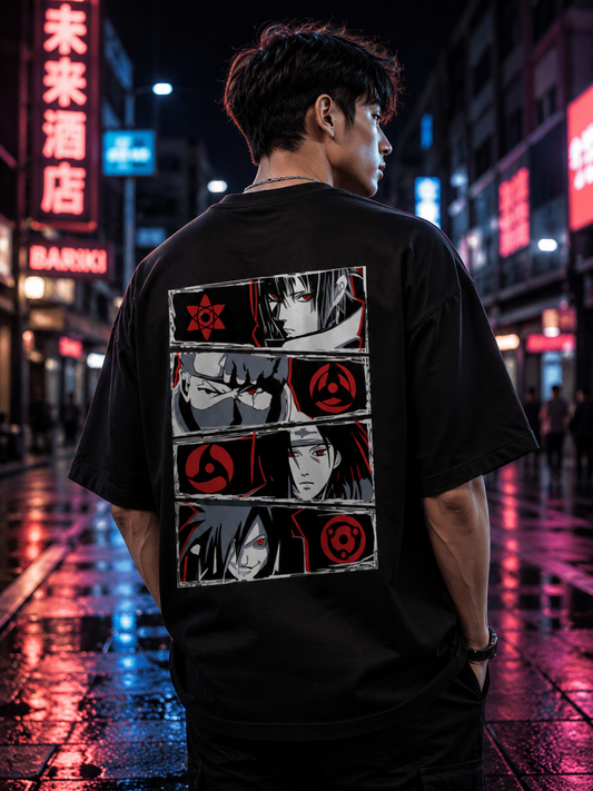 Akatsuki Shinobi Anime Oversized T-Shirt – Red & Black