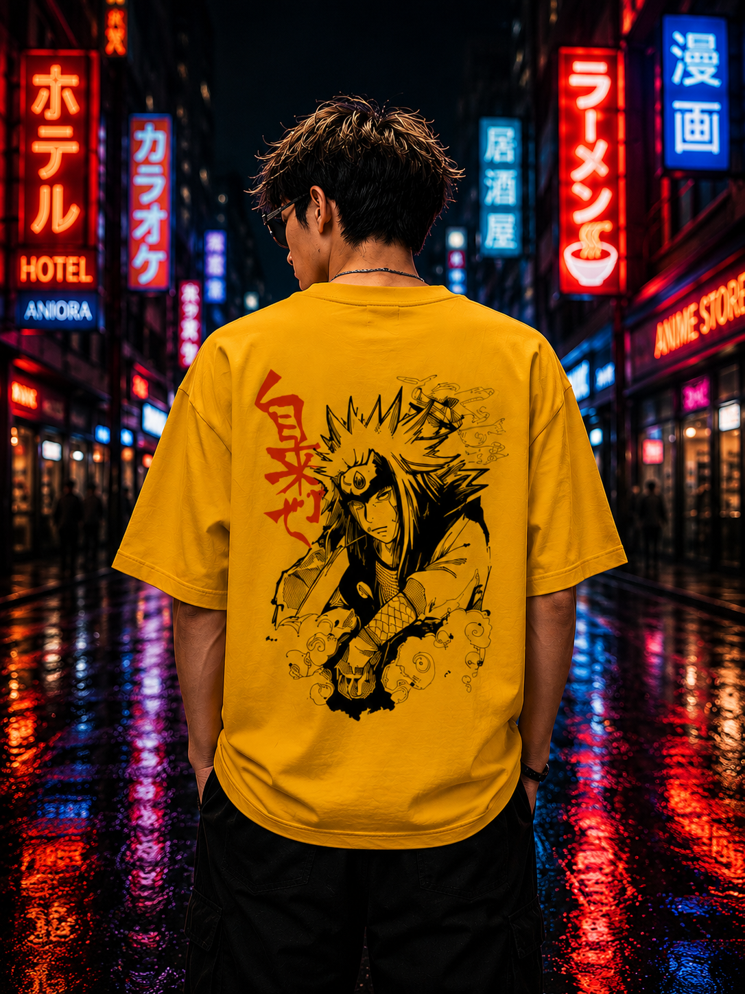 Jiraiya Sensei  – Premium Golden Yellow Oversized Tee