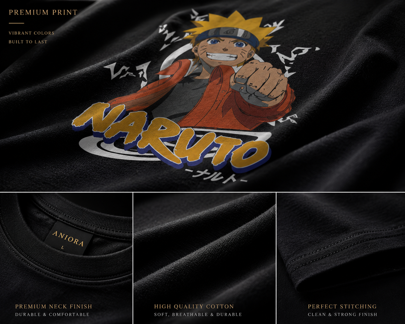 Naruto Iconic Back Print 100% Premium Cotton