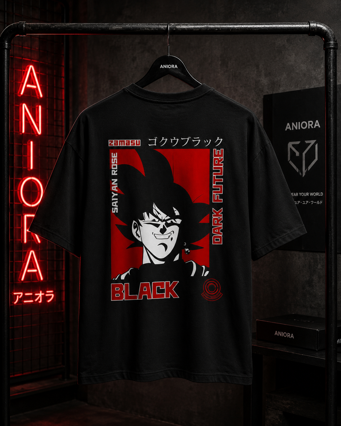 Dark Future Goku Anime Oversized T-Shirt – Black Edition