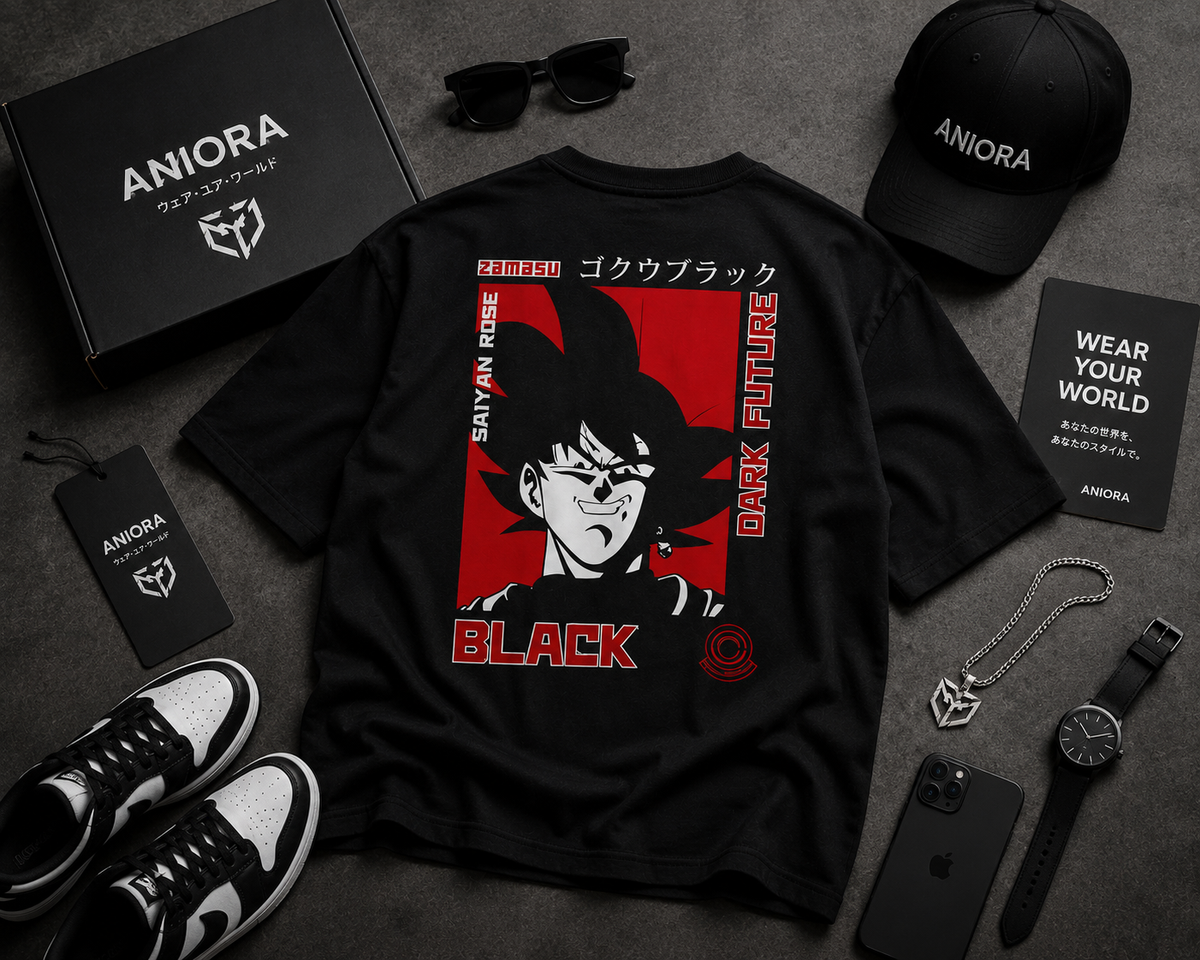 Dark Future Goku Anime Oversized T-Shirt – Black Edition